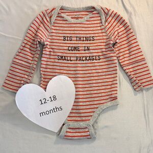 Mini Banana Republic - long sleeve Red and Grey Striped Bodysuit/Onesie top
